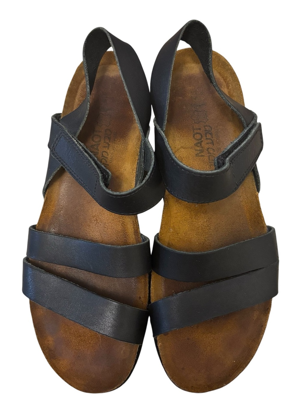 Naot women's Kayla sandals in a Black leather colorway size